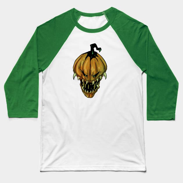 Scary horror Pumpkin face Halloween two Baseball T-Shirt by ThatJokerGuy